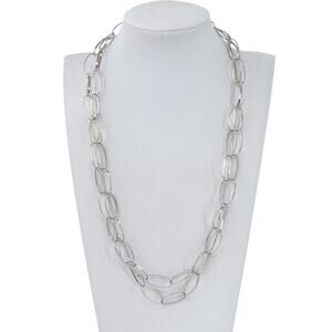 Chunky Oval Link Statement Necklace | Sterling Silver 925 | 44"
